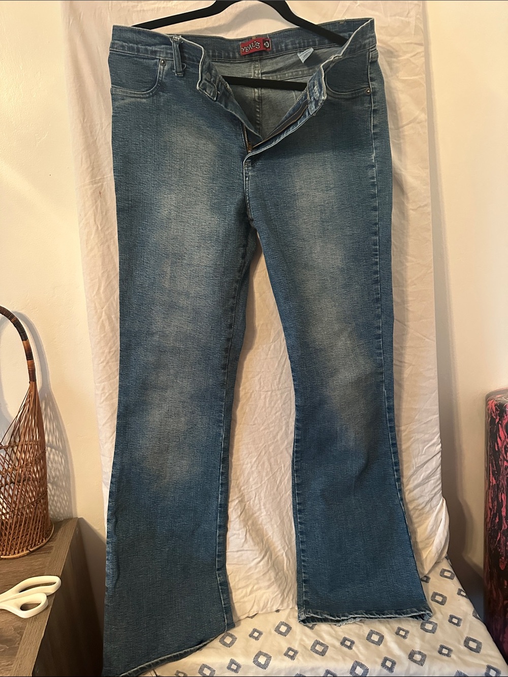 Blue Flare Jeans - Faded Indigo Wide Leg